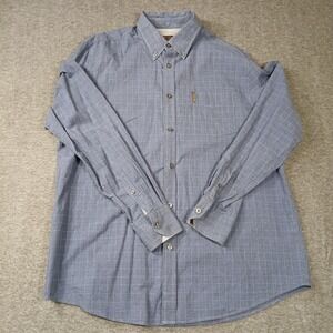 Ben Sherman Mens Blue Windowpane Check Button Down Shirt XL Long Sleeve Cotton